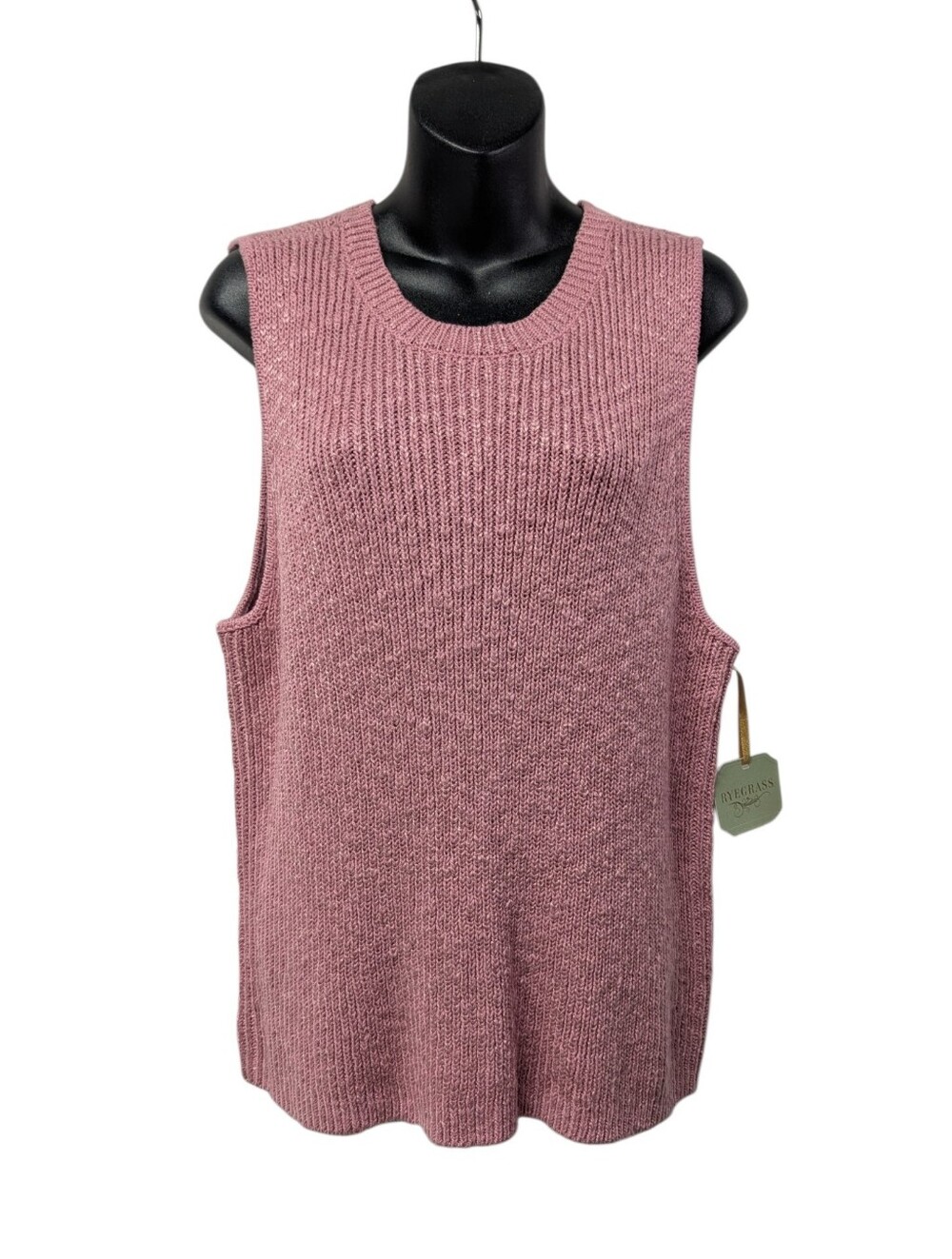 RYEGRASS Womens Pink Ribbed Knit Crew Neck Sleeveless Sweater Vest Sz 2XL NWT